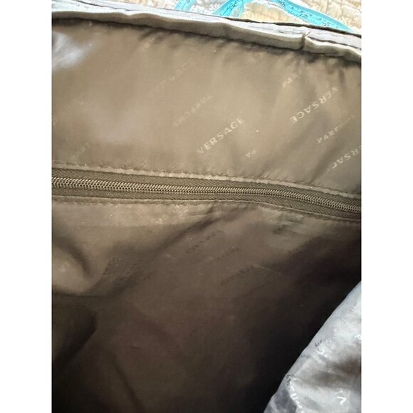 Versace Parfums Mens Faux Leather Black Backpack with Gold Details Modern - Picture 7 of 12